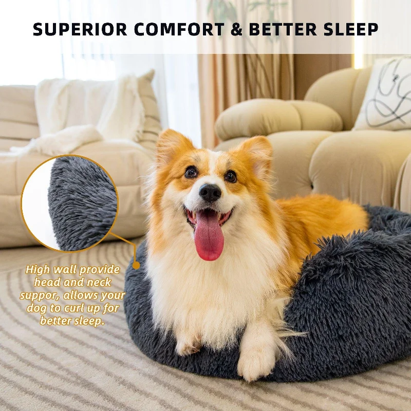 Anxiety Dog Bed | Donut Dog Bed For Dogs & Cats | Orthopaedic Pet Bed Small Medium Pets