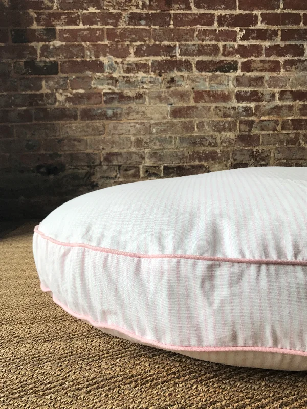 Blush Ticking Stripe Dog Bed