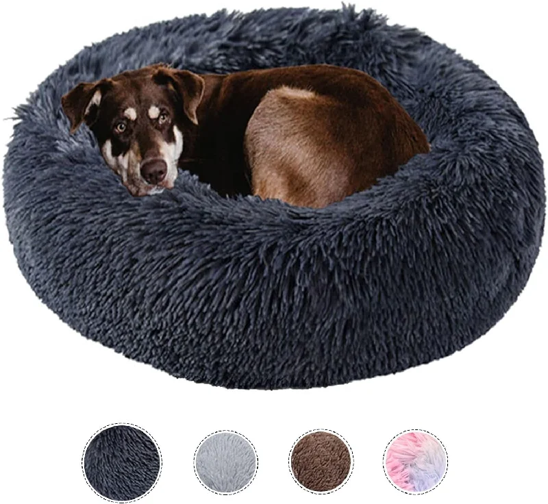 Calming Dog Bed -  Faux Fur Donut Cuddler