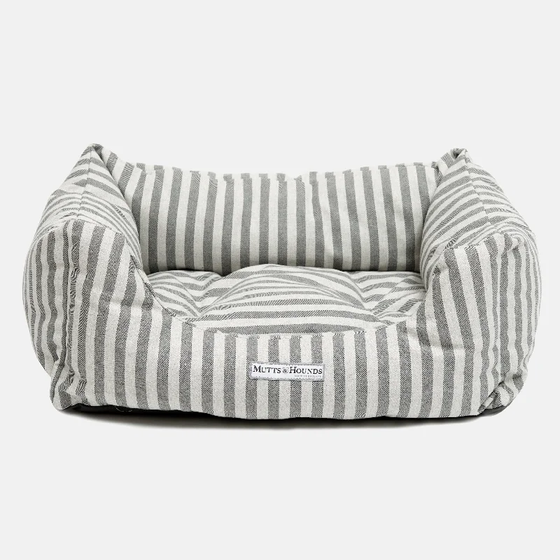 Flint Stripe Brushed Cotton Boxy Dog Bed