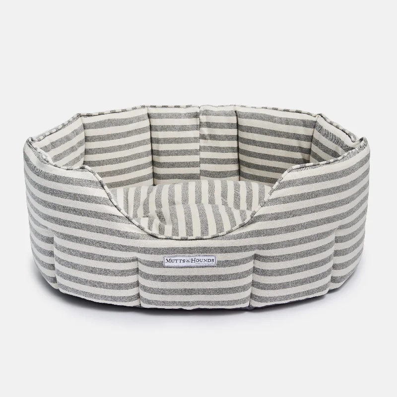 Flint Stripe Brushed Cotton Oval Nest Dog Bed