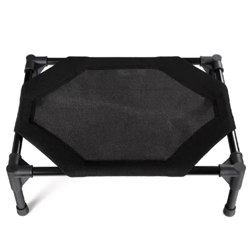 Durable Elevated Dog Bed with Breathable Mesh, Black - Floofi