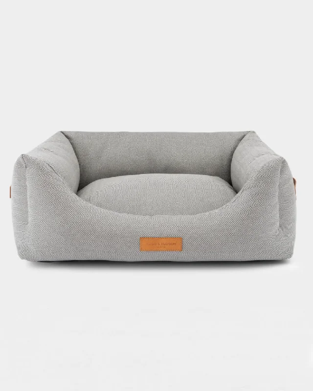 Grey Herringbone Luxury Dog Bed