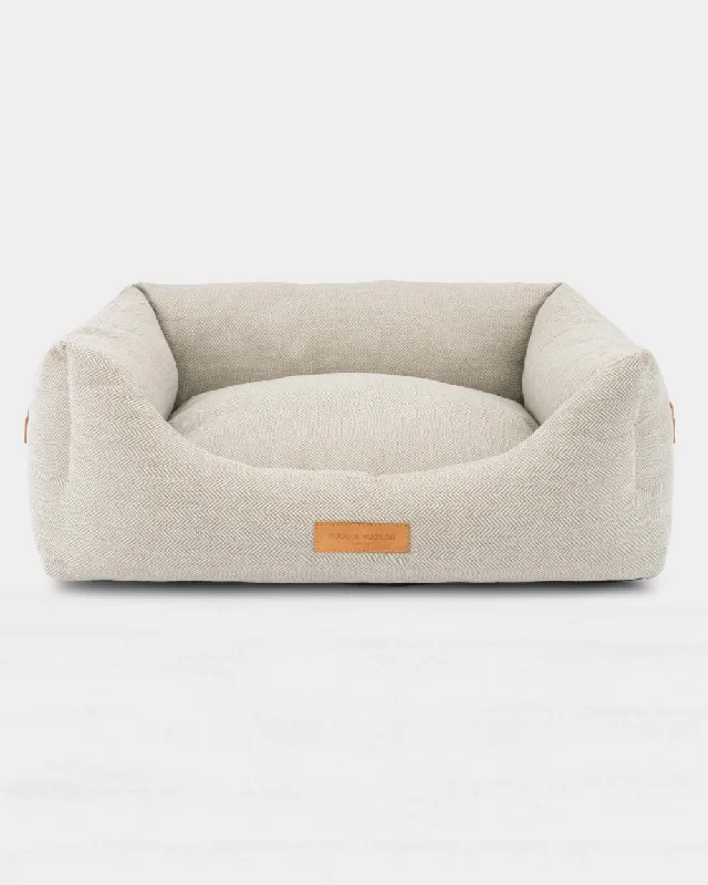 Sand Herringbone Luxury Dog Bed