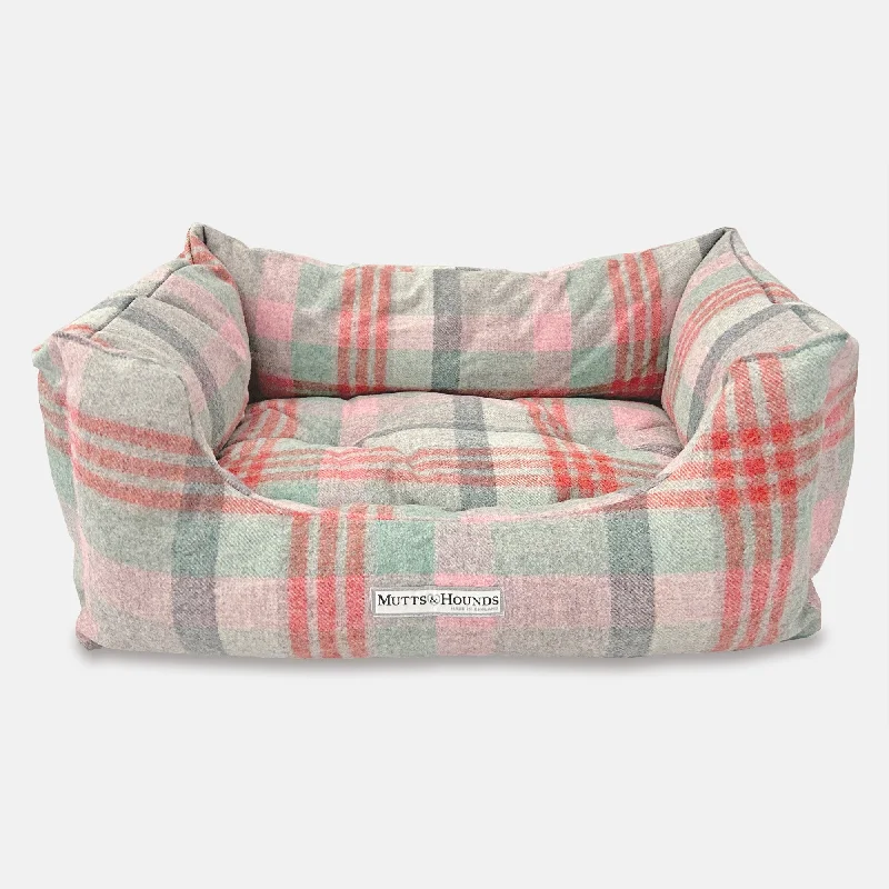 Macaroon Check Tweed Boxy Dog Bed