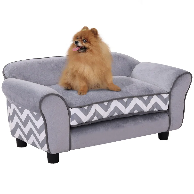 PawHut Velvet-Feel Small Dog Pet Bed - Grey