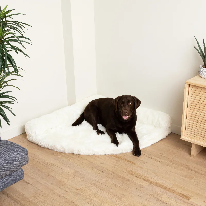 PupRug™ Memory Foam Corner Dog Bed - Polar White