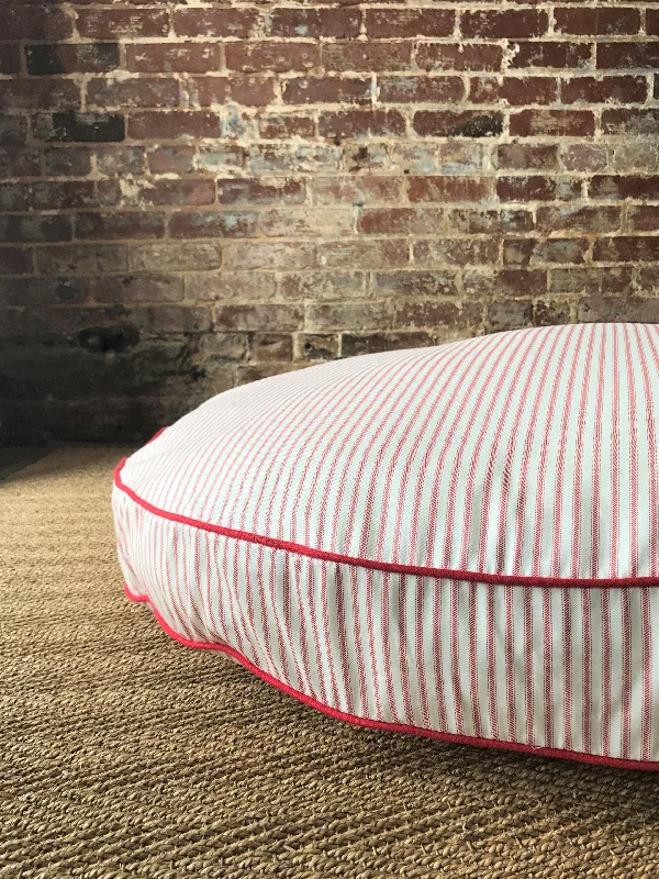 Red Ticking Stripe Dog Bed