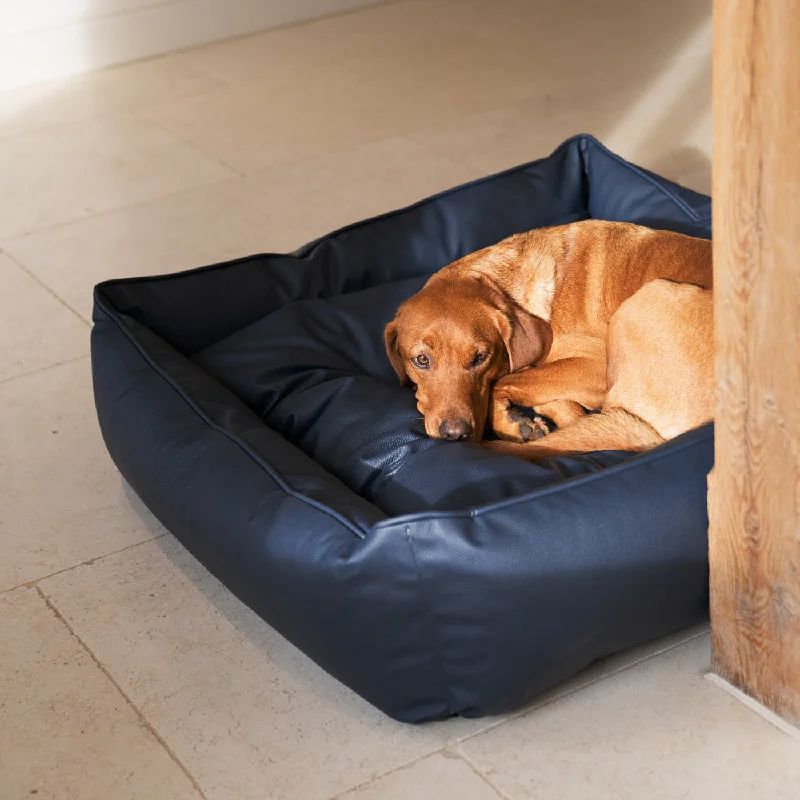 Box Bed With Removable Covers in Rhino Tough Pacific Faux Leather by Lords & Labradors