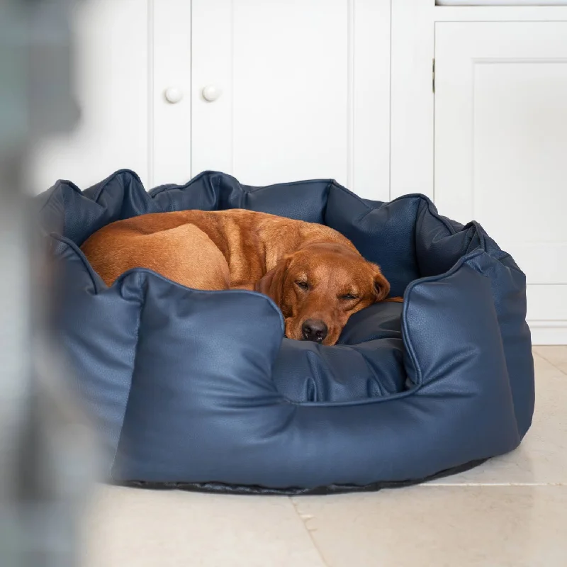 High Wall Bed With Removable Covers in Rhino Tough Pacific Faux Leather by Lords & Labradors