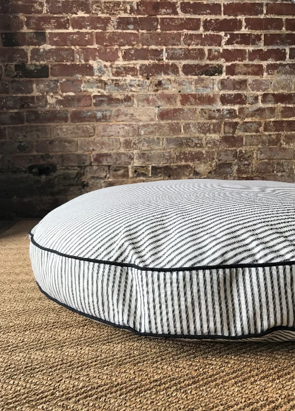 Black Ticking Stripe Dog Bed