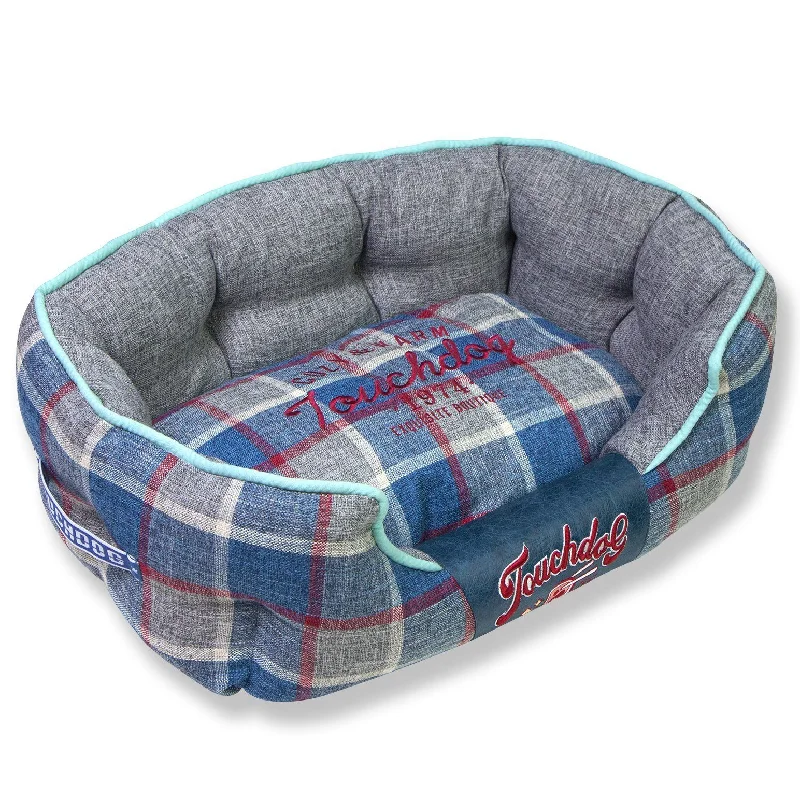 Touchdog 'Archi-Checked' Designer Plaid Oval Dog Bed