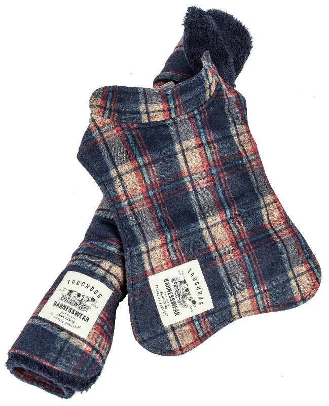 Touchdog ® 2-In-1 Tartan Plaid Dog Jacket and Matching Reversible Dog Mat