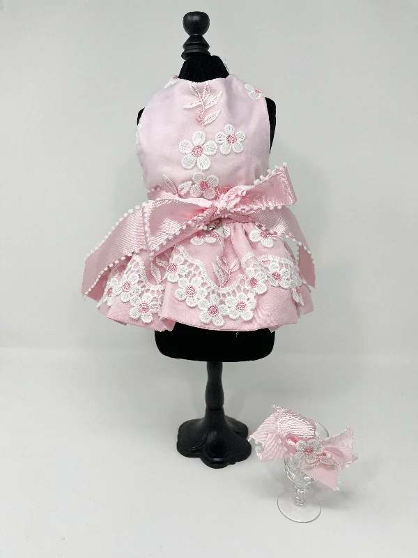 013  White Daisies on Pink Dress with Bow Size XXS