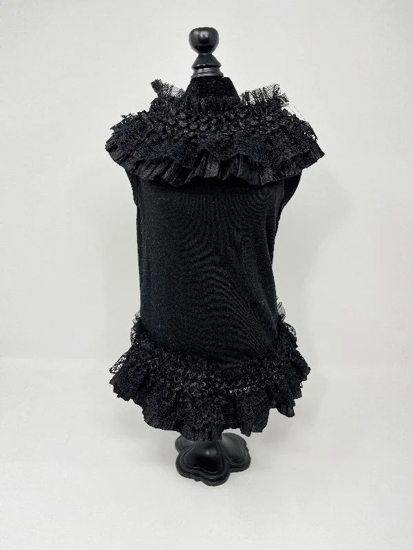 018  Black Knit Dress with Lace Size XXS