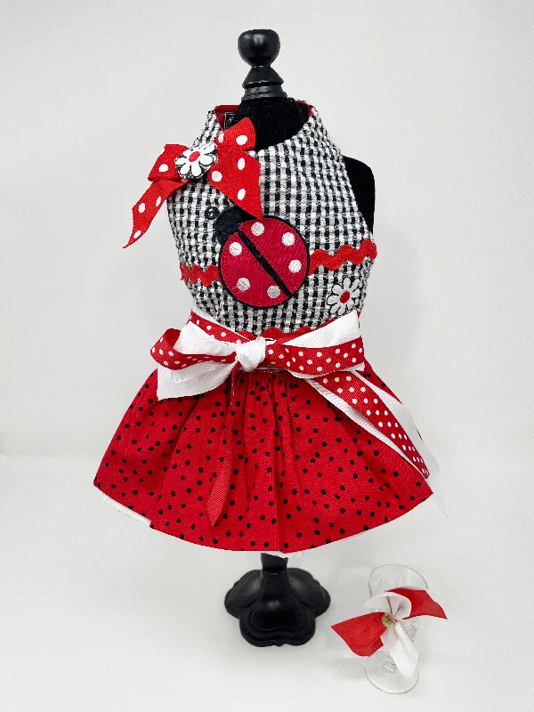 022  Red & Black Gingham Ladybug Dress Size XXS