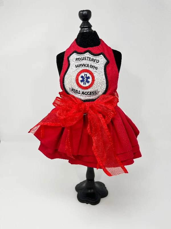 043  Red Service Dog Dress Size XXS