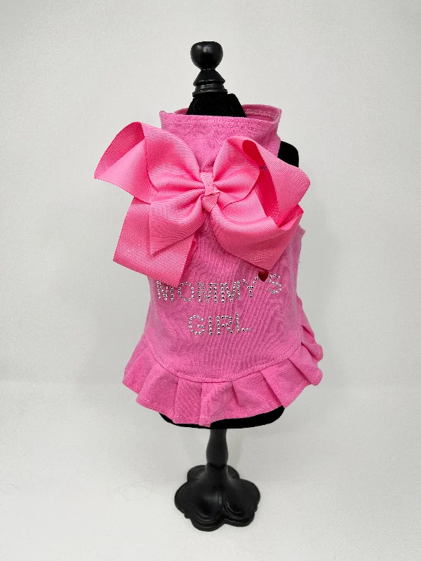 086  'Mommy's Girl' Pink Knit Dress with Large Bow Size XXS