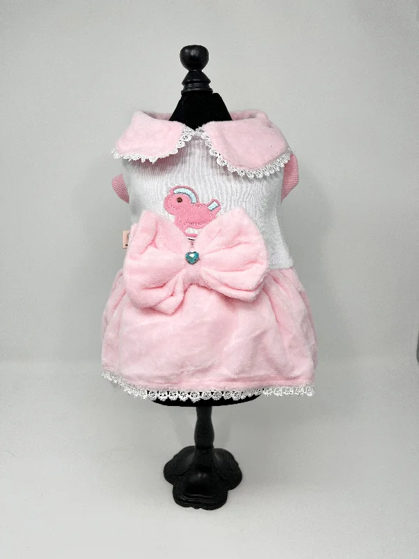 089  Pink & White Dress with Large Bow Size S