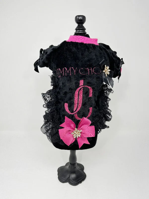 096  Famous Brank Black & Fushia Dress Size XXS