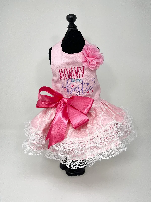 099  'Mommy is my Bestie' Pink Dress Size S