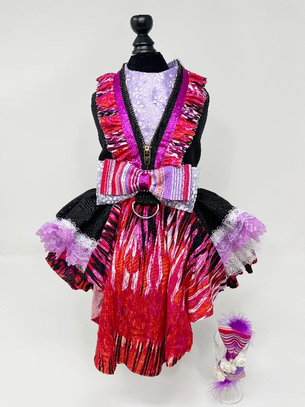 112 Multi-Colored Dance Dress with Hair Bow.  Size S