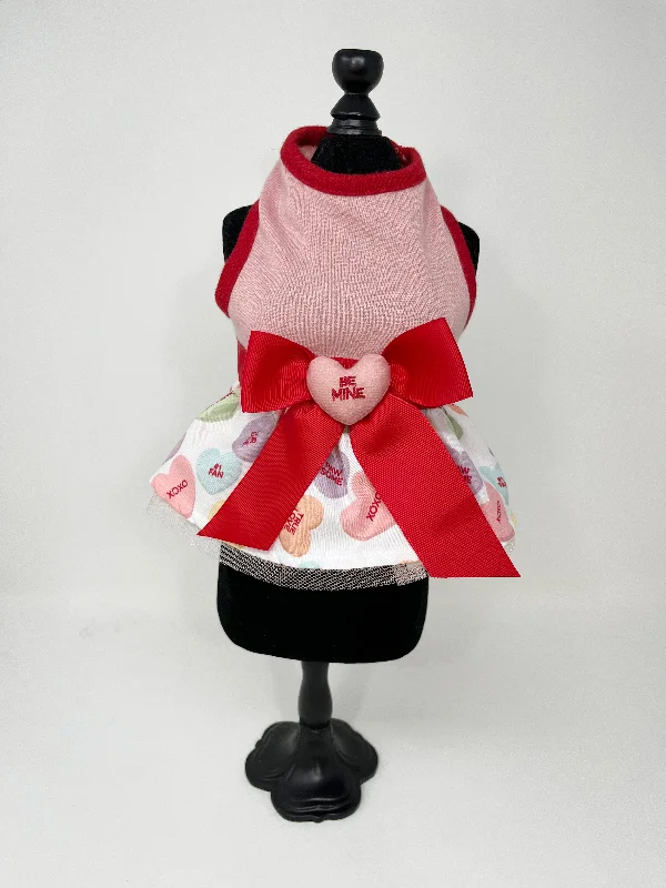 214  Pink & Red Valentine Dress with Red Bow and Conversation Heart.  Size XS