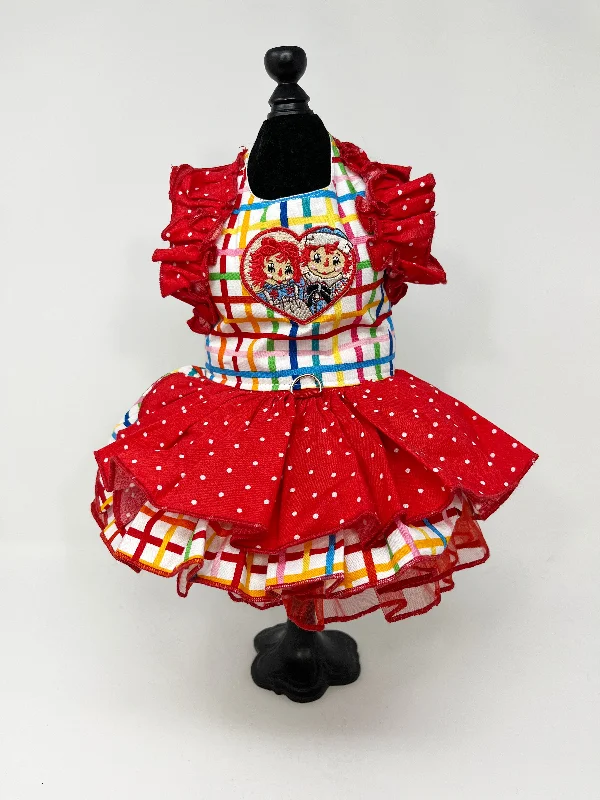 244  Raggedy Ann & Andy Dress with Red Polka Dot Multi Layer Skirt.  Size XS