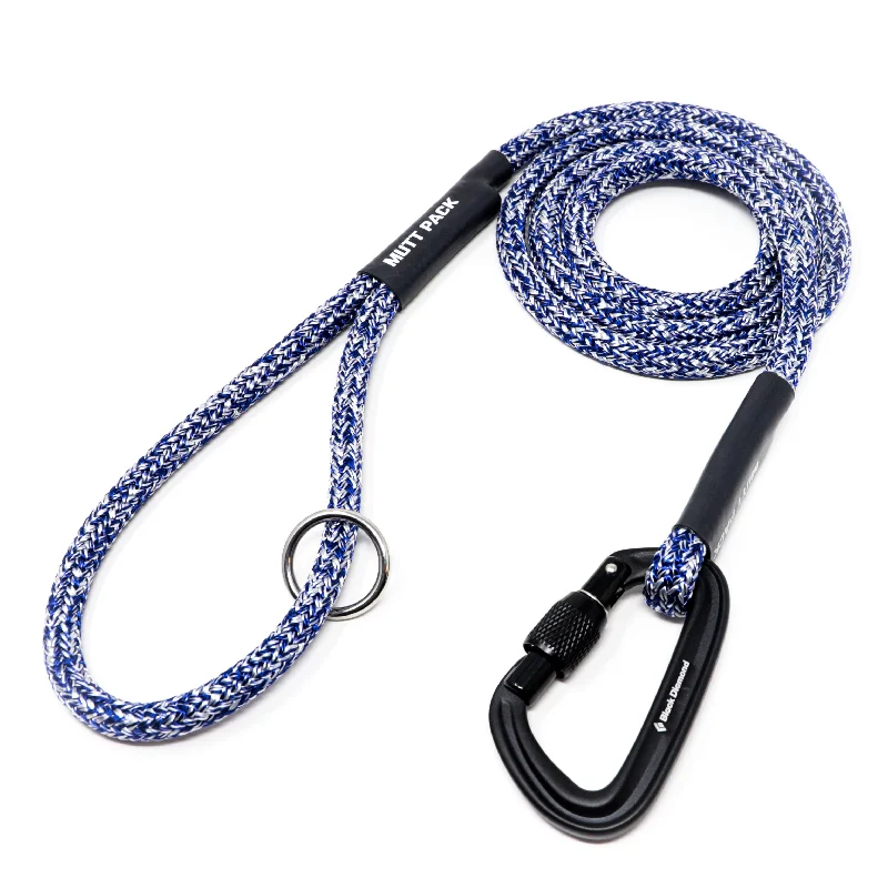 Blue & White Recycled Rope Leash (Carabiner)