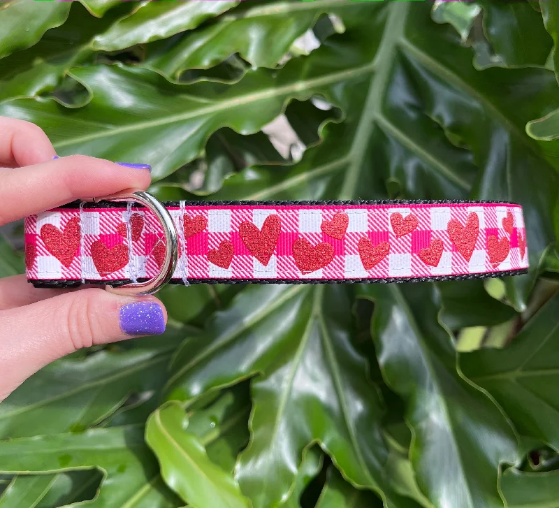 Buffalo Plaid Hearts Dog Collar