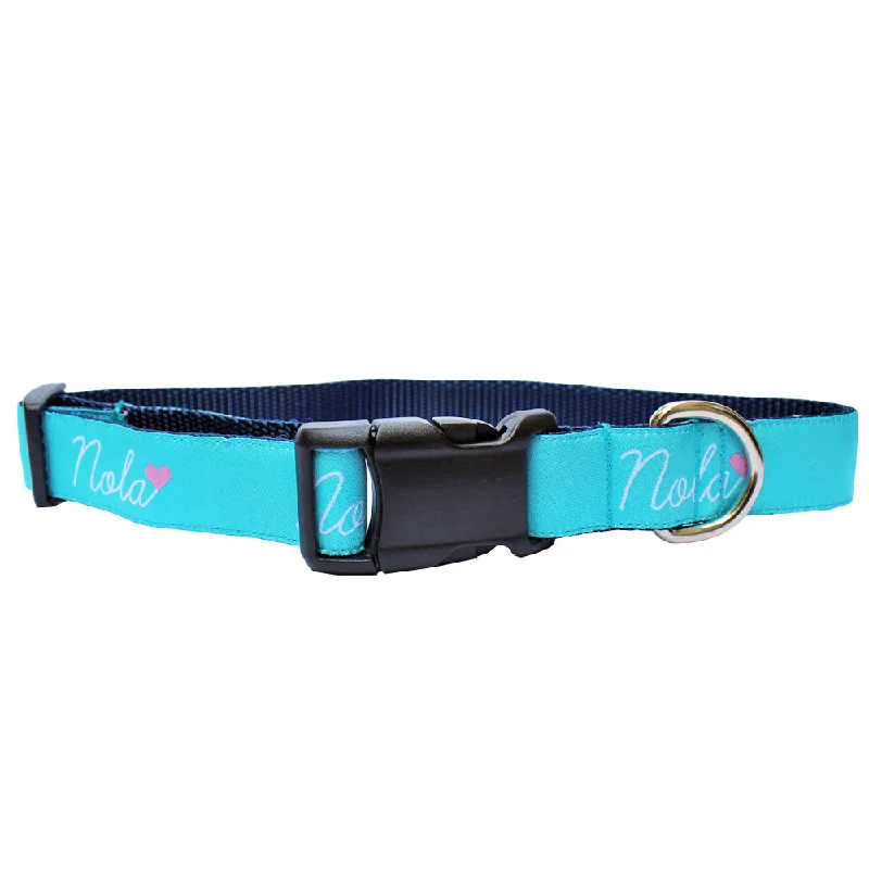 Caribbean Blue NOLA Heart Dog Collar