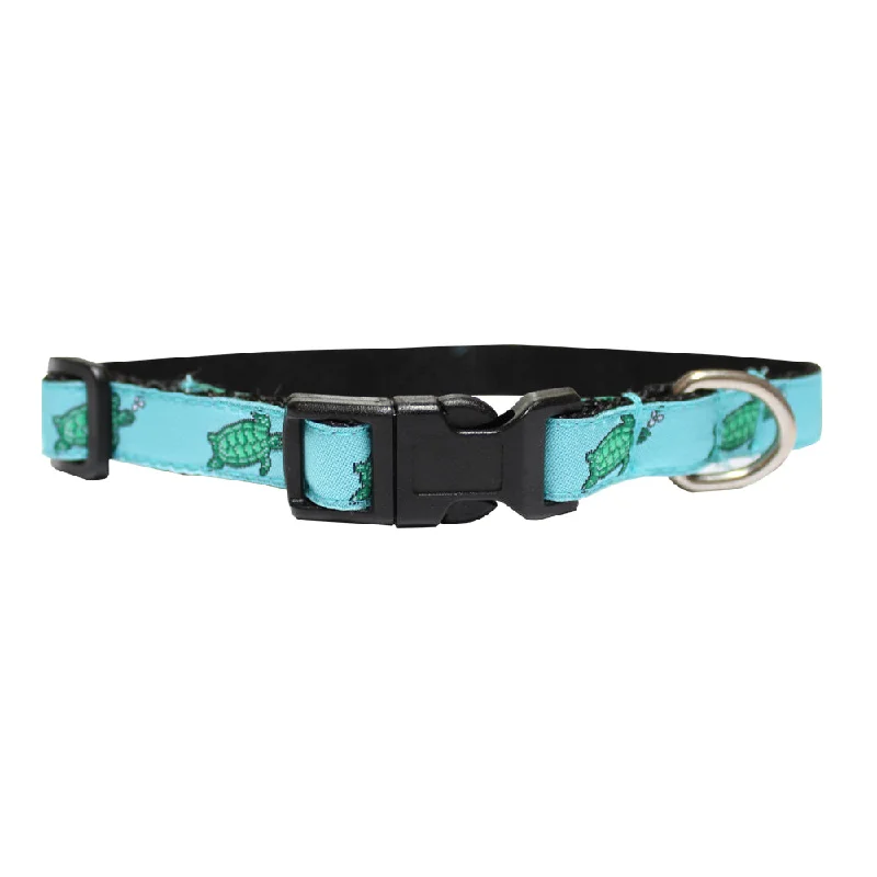 Caribbean Blue Sea Turtle Extra Small Fleur de Lis Dog Collar