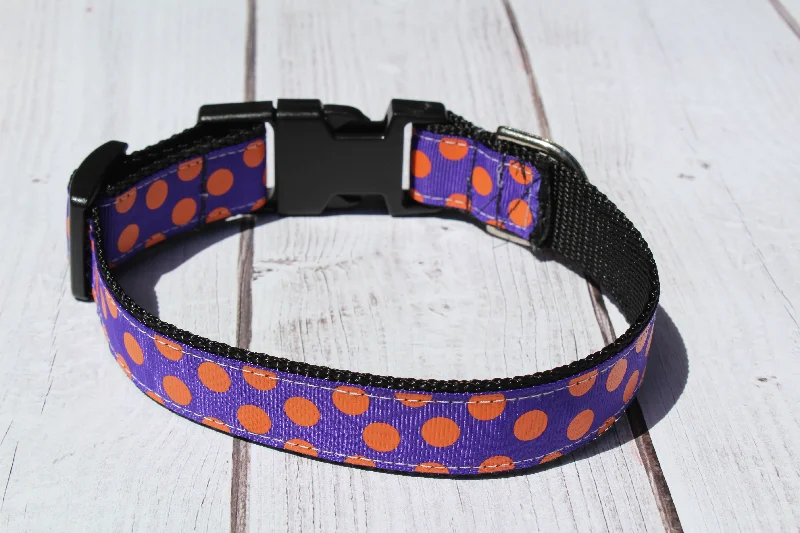 Orange and Purple Polka Dot Dog Collar