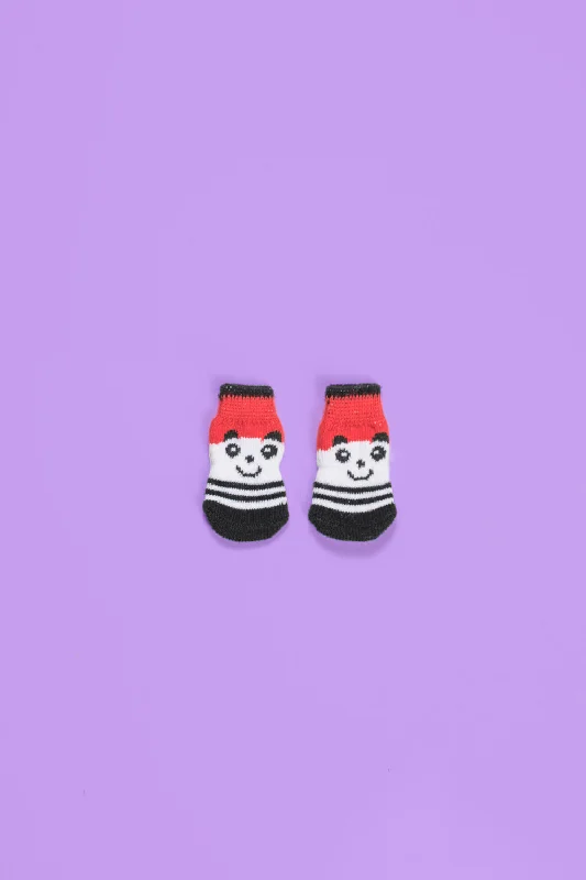 Smiley Face Panda Pet Socks