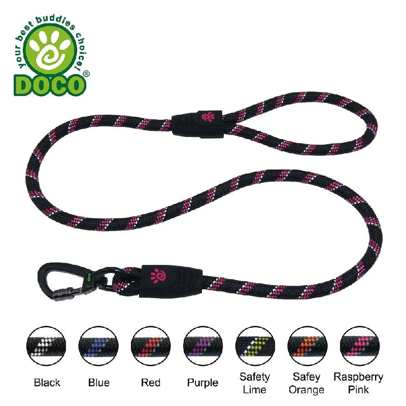 DOCO® 4ft or 5ft Reflective Rope Dog Leash w/ Click & Lock Snap (1/2" Width)