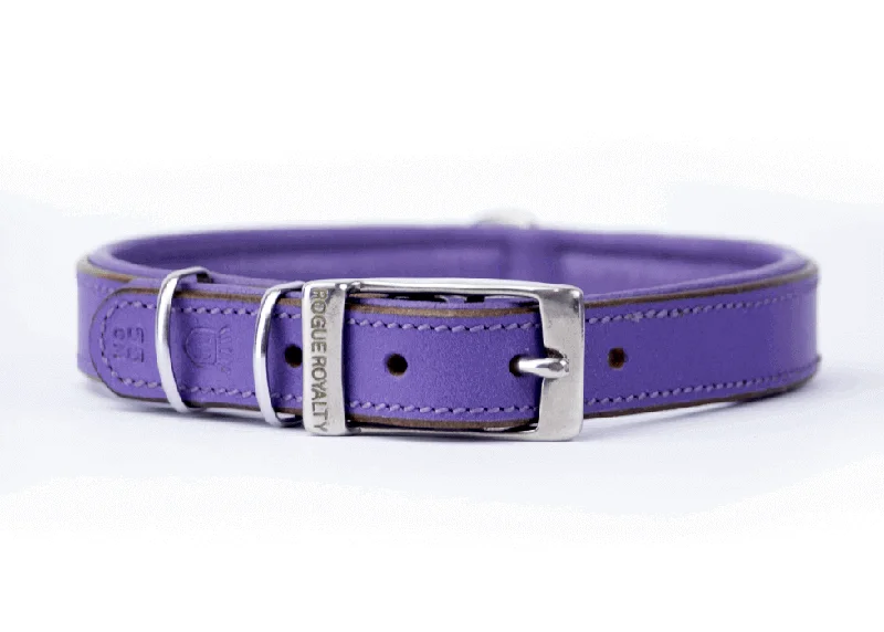 Hand Made Leather Dog Collar - Classic Purple (Slimfit)