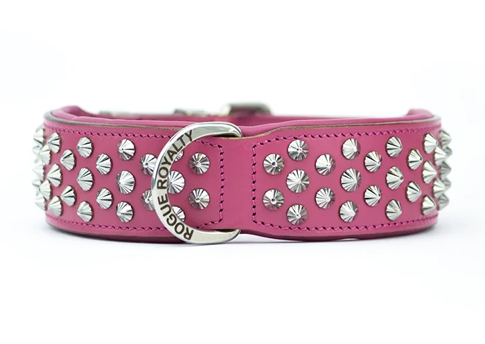 Hand Made Leather Dog Collar - Imperial Dusky Pink (Wide Fit)