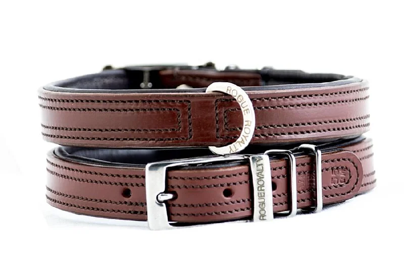 Hand Made Leather Dog Collar - Tuscan Brown (Slim Fit)