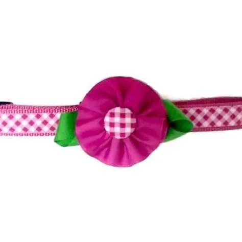 Dog Collar - Pink Flower - Small