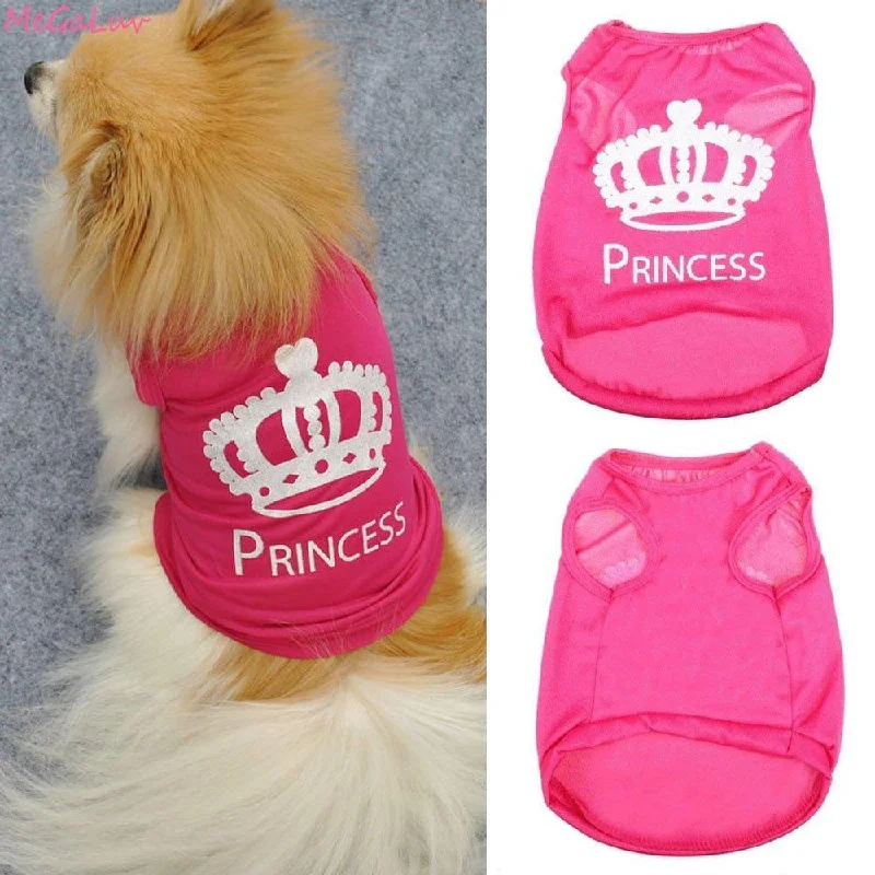 Fashion Pet Dog Cat Cute Princess Polyester T-shirt Clothes Vest Summer Coat Puppy Costumes Pet Dogs T-shirt