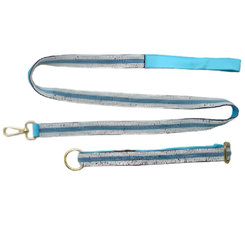 Floof & Co Cyan Pearl Leash & Collar (Blue)