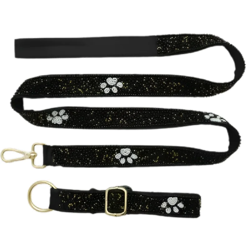 Floof & Co Paw Cocktail Leash & Collar (Blue & White)