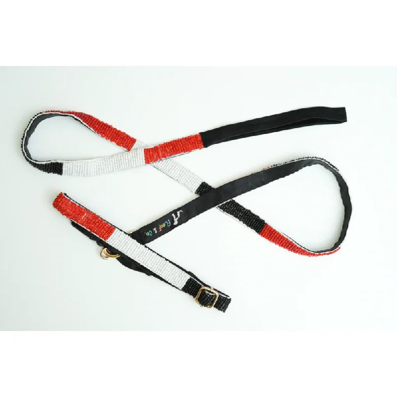 Floof & Co Paw Tricolor Leash & Collar (Red White Black)