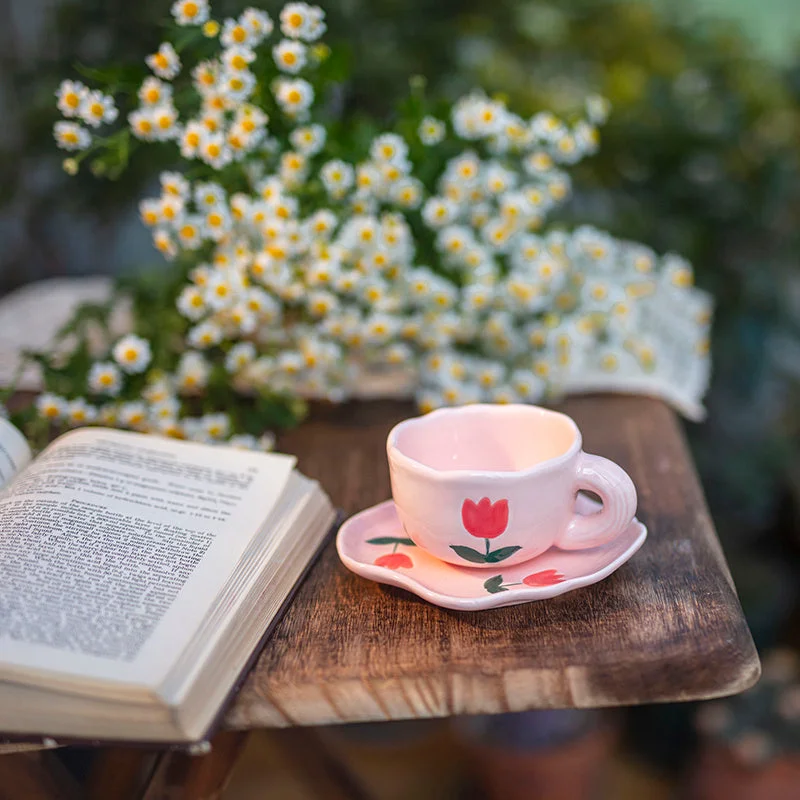 Pink Tulip Coffee Cup