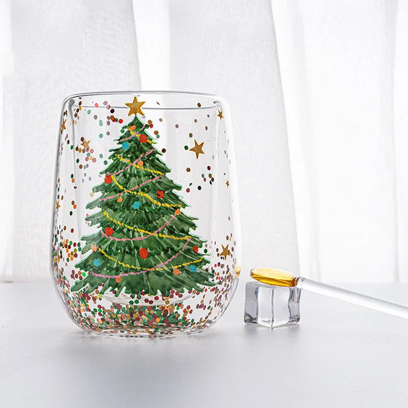 Home Cartoon Double-layer Flowing Sequin Glass Cup