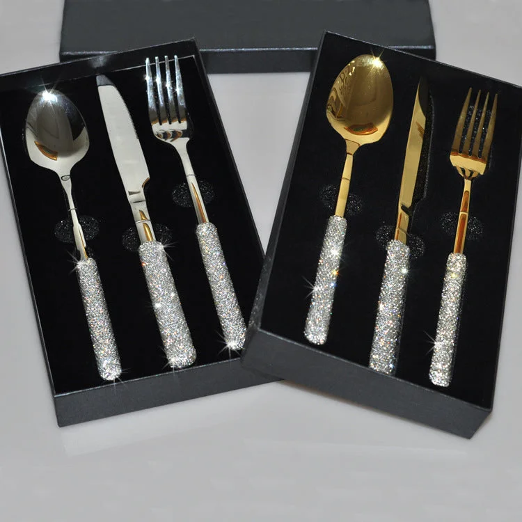 Home Fashion Simple Diamond Encrusted Western Dinnerware Set