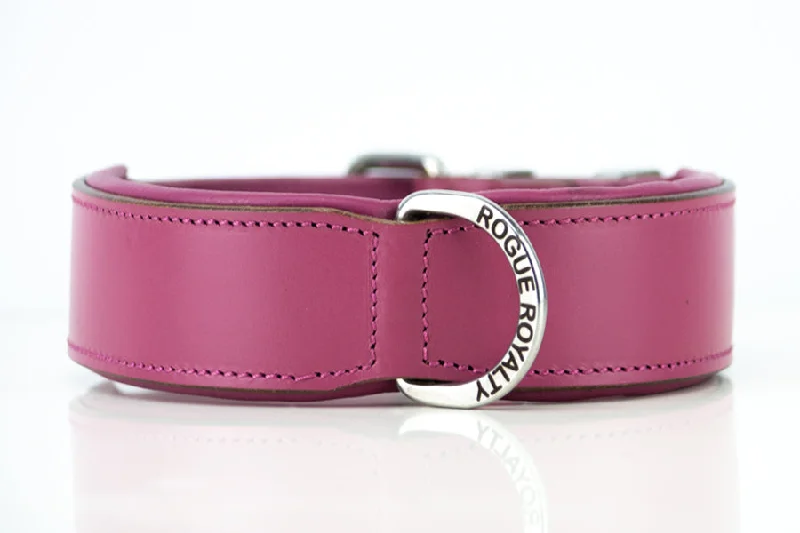 Hand Made Leather Dog Collar - Classic Pink (Wide Fit)