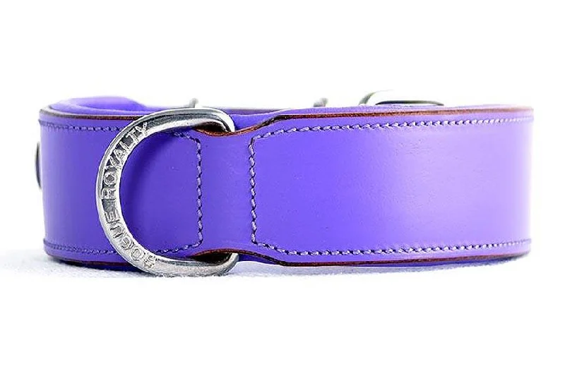 Hand Made Leather Dog Collar - Classic Purple (Wide Fit)