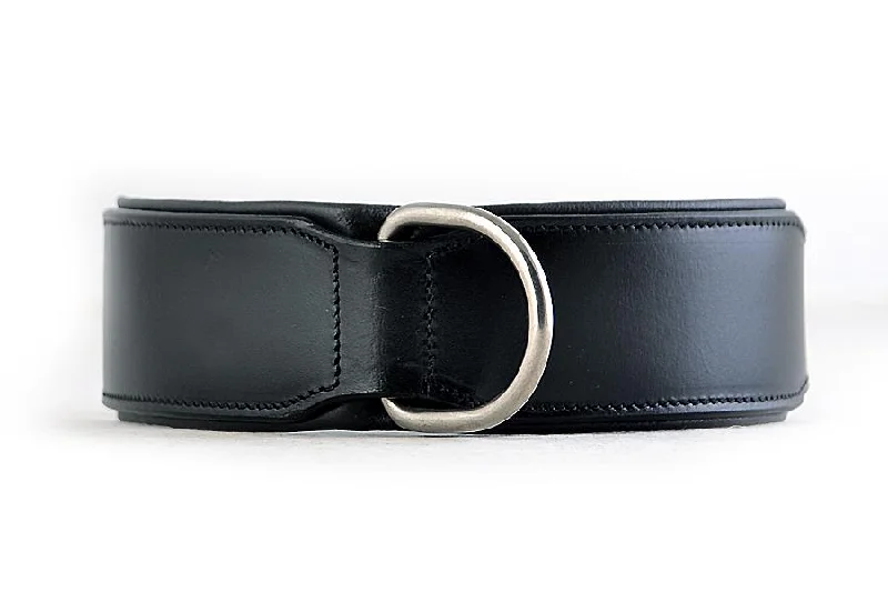 Hand Made Leather Dog Collar - Classic Black (Wide Fit)