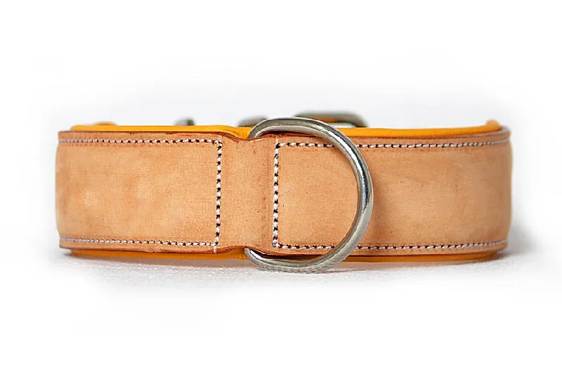 Hand Made Leather Dog Collar - Classic Buckskin (Wide Fit)